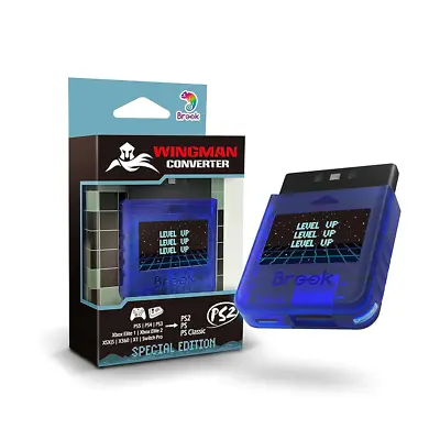 Brook Wingman PS2 Converter/adapter (PS2/PS1/PS Classic) – Transparent Blue • $91.95
