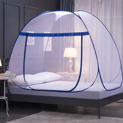 Large Space Yurt Mosquito Net Folding Zipper Single Door Netting Tent Lace-Cover • £13.99