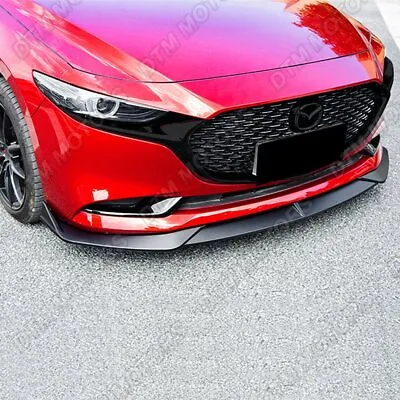 $38.99 • Buy For 2019-2023 Mazda 3 Mazda3 Matt Black Front Bumper Body Kit Spoiler Lip 3pcs