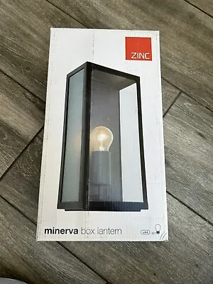 £9.99 • Buy Minerva Wall Mounted Modern Box Lantern Black Outdoor Garden Light Lamp IP44