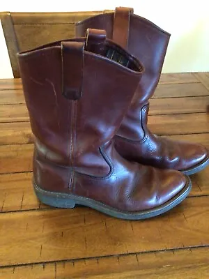 Eddie Bauer Brown Leather Pull-On Plain Toe USA Vtg Cowboy Boots Men's Sz 9 • $50