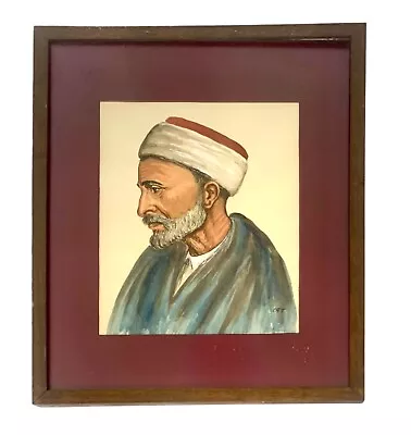 Painting People From Middle East Watercolour Framed Signed CAT Vintage Art • $305