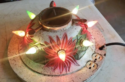 $179.95 • Buy Antique Rare Working Lighted Cast Iron Christmas Tree Stand Poinsettia Electric