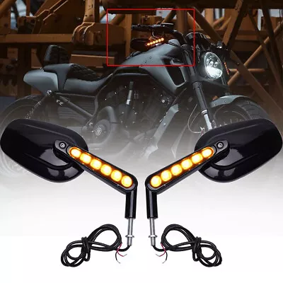 Motorcycle Rear View Mirrors With LED Turn Signal Light For Harley Sportster 883 • $37.01