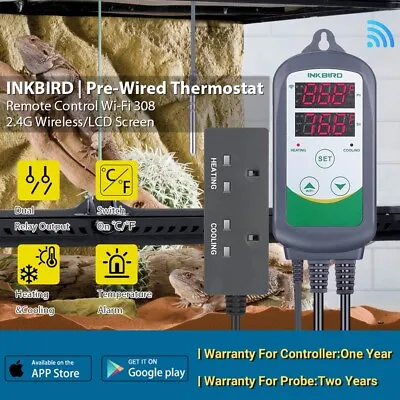 Inkbird Temperature Controller 308 Digital Wifi Thermostat Heating Mat Fan 220V • £29.24