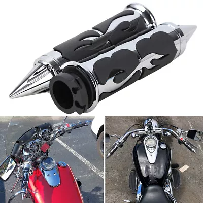 1  Motorcycle Chrome Black Hand Grips Handlebar For Harley Yamaha Honda Kawasaki • $26.27