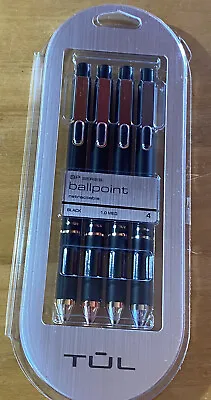 $11.88 • Buy TUL Element Retractable Ballpoint Pens 1.0mm Metal Accents Black Ink 4-PK - NEW!