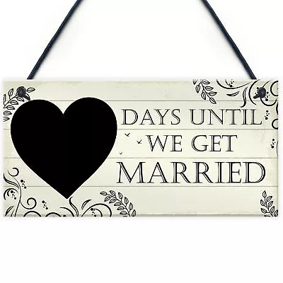 Wedding Countdown Chalkboard Plaque Sign Engagement Gift Fiance Mr & Mrs • £3.99