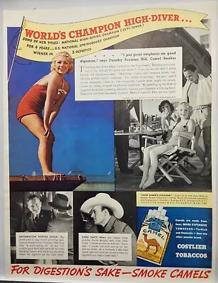 1937 Camel Cigarettes Champion High Diver Long Legs Print Ad Man Cave Poster • $10.88