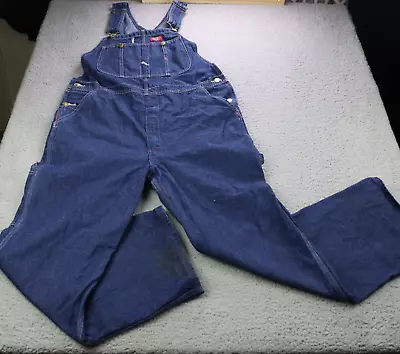 Dickies Bib Overalls Mens 34x30 (Actual 38x29) Blue Denim Carpenter Workwear • $24.99