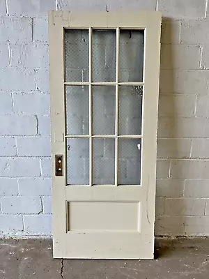 1900s Antique ENTRY DOOR Original CRAFTSMAN Style Textured Wire Glass Fir ORNATE • $824.95