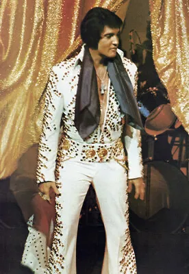 Elvis Presley Poster Page . 1970s White Jumpsuit . U97 • $9.95