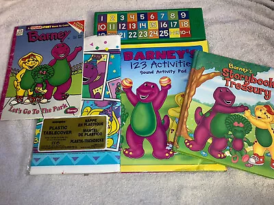 Vintage 90’s Barney Lot: NOS Retro Sticker Book NIP Table Cover Gift Souvenir • $77.08