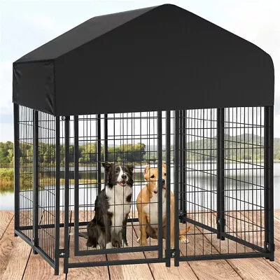  Outdoor Metal Dog Kennel Pet Playpen Exercise Play Fence Cage With Cover Tent • £112.92