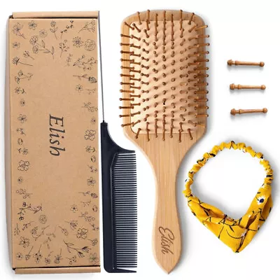 Natural Bamboo Wooden Hair Brush Comb Massage Scalp Airbag Hair Comb UK Seller • £7.99