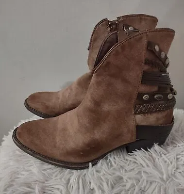 Coconuts By Matisse Shoes Outsider Ankle Boots Western Mutli Strap Studded Sz 7 • $18.39
