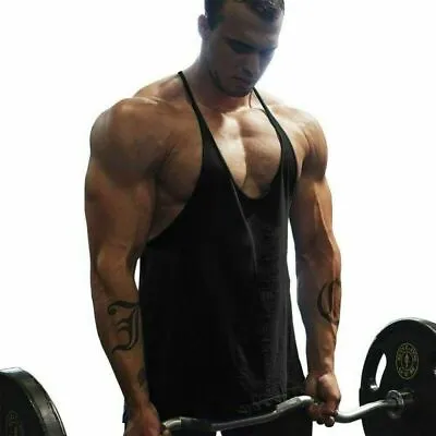 £7.93 • Buy Stringer Vest Solid Top Fitness Muscle Tank  Gym Men Workout Bodybuilding