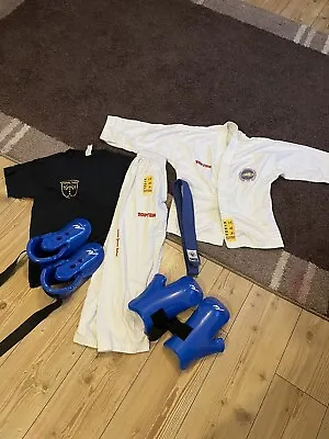 Martial Arts Sparring Gloves  Foot Protectorclothes Set Blue Taekwondo Karate* • £24.99