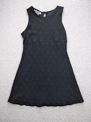 Vtg LA BELLE Womens Size L Black Crochet Sleeveless Short USA Made • $10.94