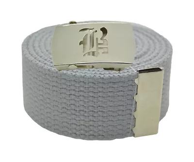 Canvas Military Web Belt & BIG  B  Silver Buckle 48 54 60 72 Inches 25 Color • $14.99