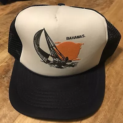 Vintage BAHAMAS Baseball Trucker Cap Hat Snapback Ballcap Mesh Sailboat Sailing • $14.96