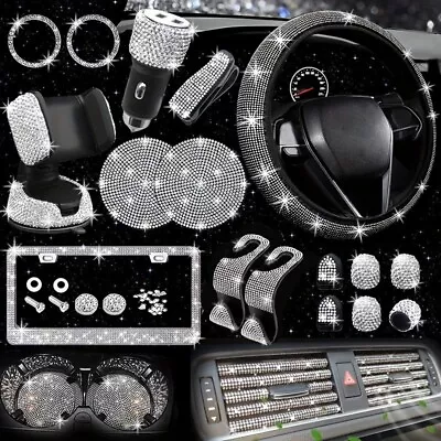 27 Pcs Bling Car Accessories Set For Women Bling Steering Wheel Covers Universal • $34.97