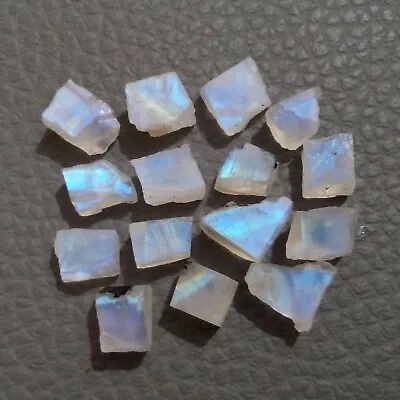 Natural Rainbow Moonstone 15 Piece 7-9 MM Rainbow Rough Gemstone For Jewelry • $14.38