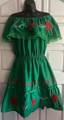 Mexican Green Dress Medium • $4.99