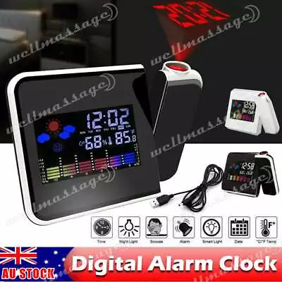 Alarm Projector Clock Smart LED Projection Temperature Time LCD Digital Display • $11.65