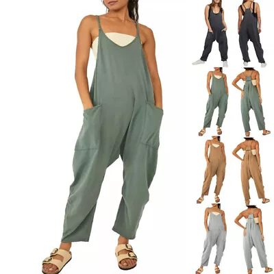 Womens Dungarees Jumpsuit Summer Romper Playsuits Overalls Baggy Pants Plus Size • $18.94