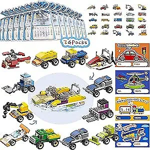 24 Packs Valentines Day Gifts For Kids Classroom-Car Building Blocks With  • $22.74