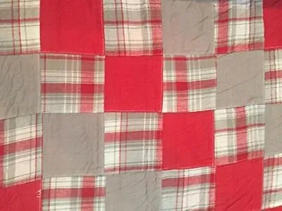 Red And Gray Plaid Madras Plaid Square Patches Christmas Plaid Boho Fabric • $8.75