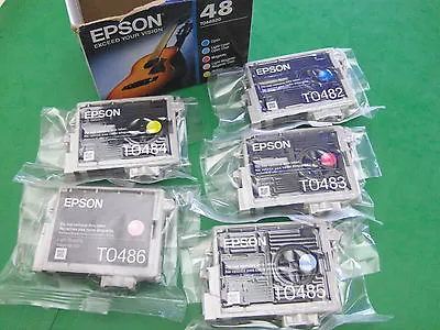  5 Genuine Epson 48 T048 To48920 Ink Stylus Rx620 T0482 T0483 T0484 T0485 T0486  • $48.89