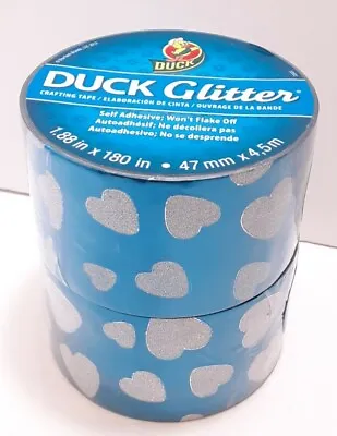 2 -  Duck Glitter Silver Heart Crafting Tape Blue/Silver Brand New Sealed • $7.60