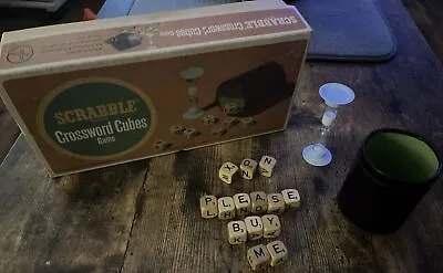 Vintage Scrabble Crossword Cubes Game 1964 W/Wooden Letters • $9.99