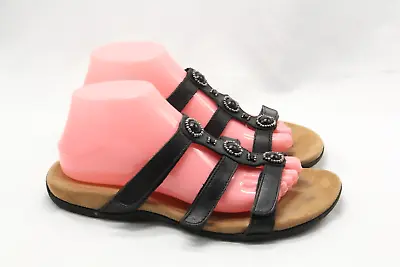 Minnetonka Sandals Womens 9 3 Strap Black Open Toe Gladiator Stones • $11.24