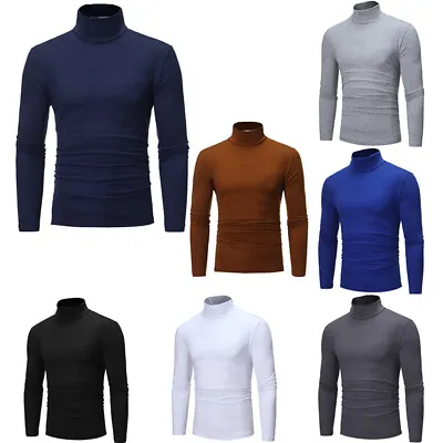 US Men's Slim Fit Soft Turtleneck Long Sleeve Pullover Lightweight T-Shirt Tops • $10.48