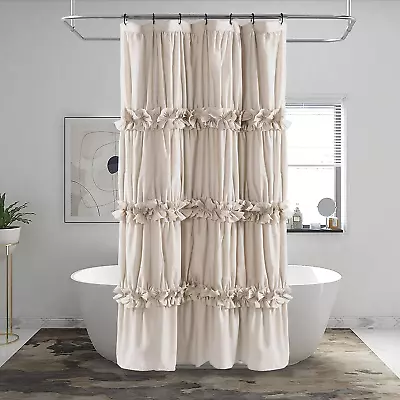 Camel Ruffle Stall Shower Curtain Vintage Handcrafted Bow Tie Bath Curtain Fo... • $34.11
