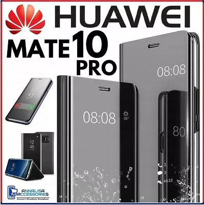 For HUAWEI MATE 10 PRO CLEAR VIEW FLIP CASE SMART BOOK MIRROR LUXURY STAND COVER • $15.29