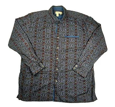 The Territory Ahead Shirt Mens Large Blue Vintage Hippie Tribal Long Sleeve 90s • $28.99