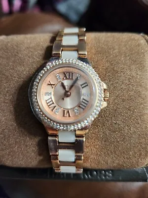 Michael Petite Camille  White Dial Rose Gold Tone Stainless Steel Bracelet Watch • $125