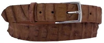 Cowboy Wear Thin Leather Belt Genuine Exotic Crocodile Skin Dress Cognac Cinto • $90.99