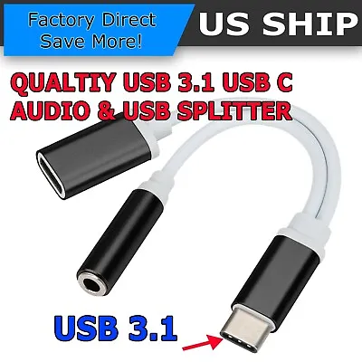 $2.39 • Buy USB Type C To 3.5mm Aux Audio Charging Cable Adapter Splitter Headphone Jack US