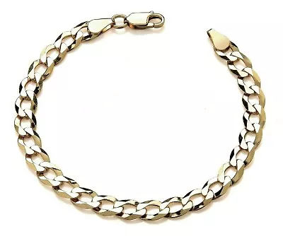 9ct Yellow Gold On Silver 6mm Curb Bracelet - 7.5 INCH - Ladies Or Boys • £19.95