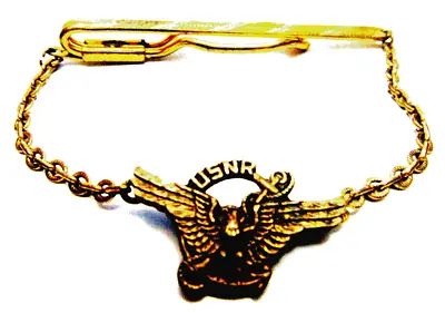 Great Vintage Hickok Tie Clip With Chain & Eagle With USNR • $9.99