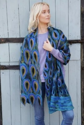 £32.99 • Buy Pachamama Fair Trade Beautiful Peacock Shawl/Wrap Stunning Colours & Pattern