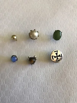 Tie Tac Pins W/chains Lot Of 6 With Pearls Moonstone Tigereye Jade • $19.95