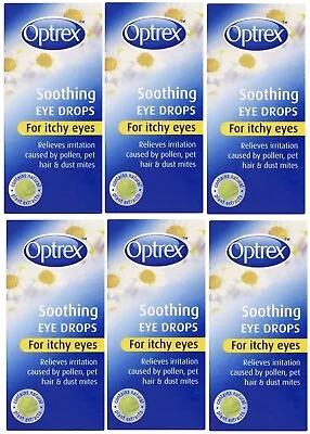 Optrex Soothing Eye Drops For Itchy Eyes (6 X 10ml) Hay Fever Allergy Relief • $33.60
