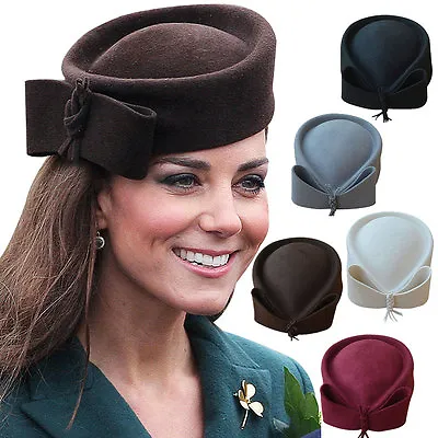 £17.99 • Buy Ladies Wool Felt Beret Hat Fascinator Pillbox Royal Ascot Race Day Wedding A253
