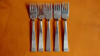 Sola CORA  Set 5 Salad Forks MCM Stainless Steel Flatware Holland • $12.95